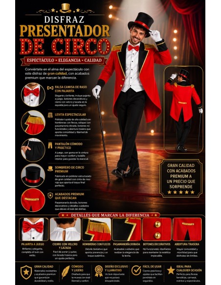 Costume da presentatore da circo taglia L | Costumi per adulti Il Re del Carnevale